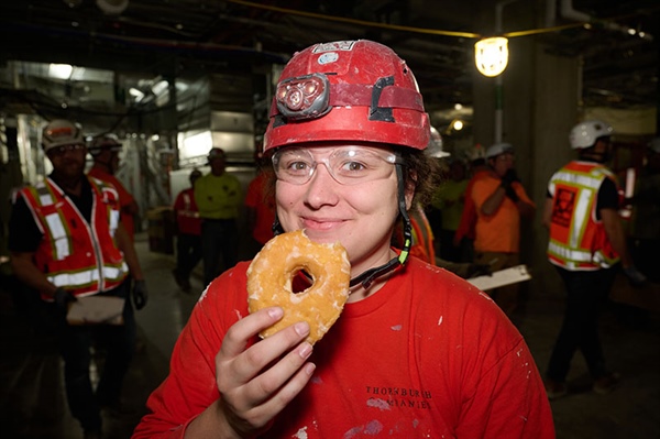 Workers Gather for Donuts