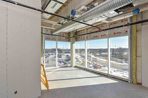 A break room under construction Barnes-Jewish West County Hospital